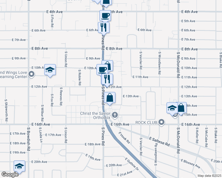 map of restaurants, bars, coffee shops, grocery stores, and more near 12320 East 12th Avenue in Spokane Valley