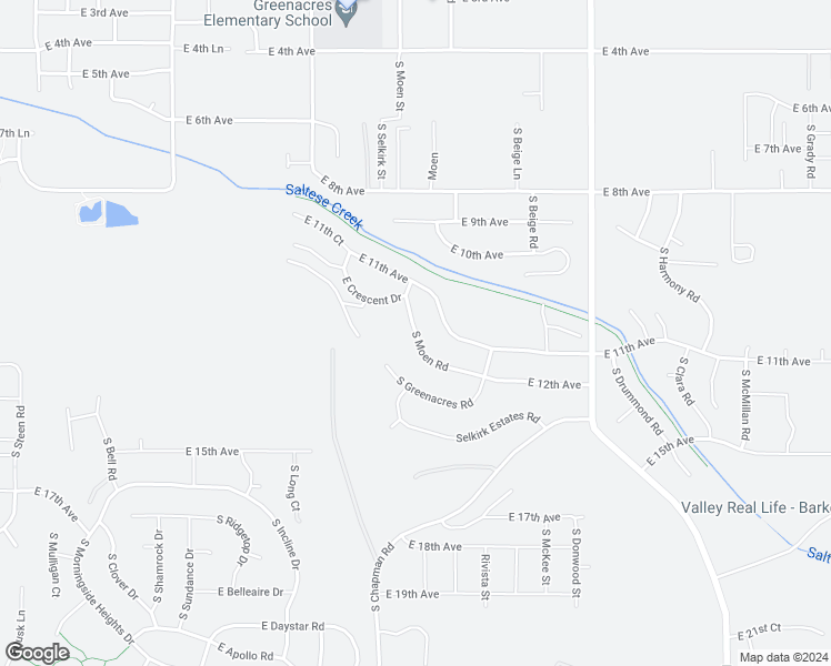 map of restaurants, bars, coffee shops, grocery stores, and more near 1120 South Moen Street in Spokane County