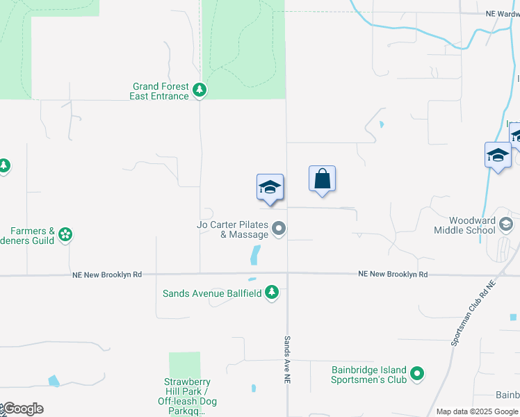 map of restaurants, bars, coffee shops, grocery stores, and more near 9101 Northeast Ruys Lane in Bainbridge Island