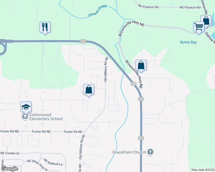 map of restaurants, bars, coffee shops, grocery stores, and more near 9055 Steele Creek Loop Northeast in Bremerton