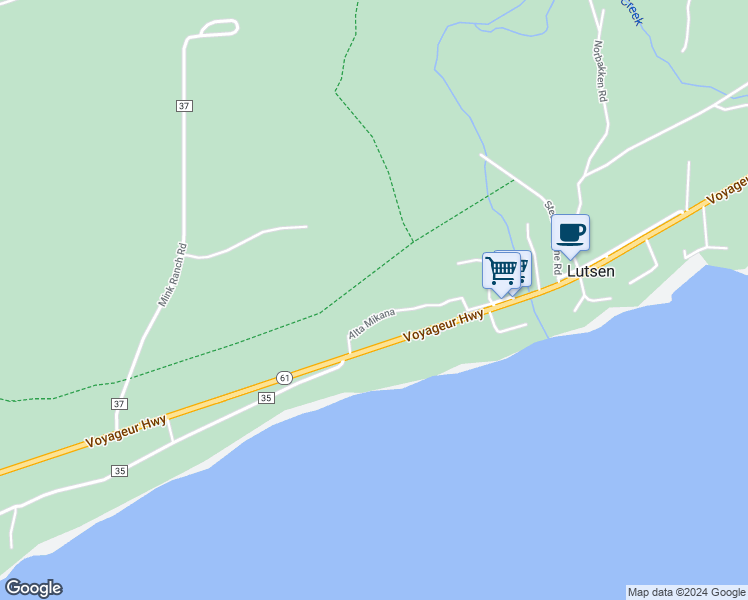 map of restaurants, bars, coffee shops, grocery stores, and more near 5441 Minnesota 61 in Lutsen