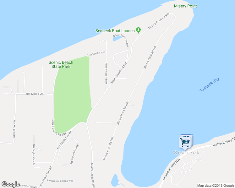 map of restaurants, bars, coffee shops, grocery stores, and more near 9399 Misery Point Road Northwest in Seabeck