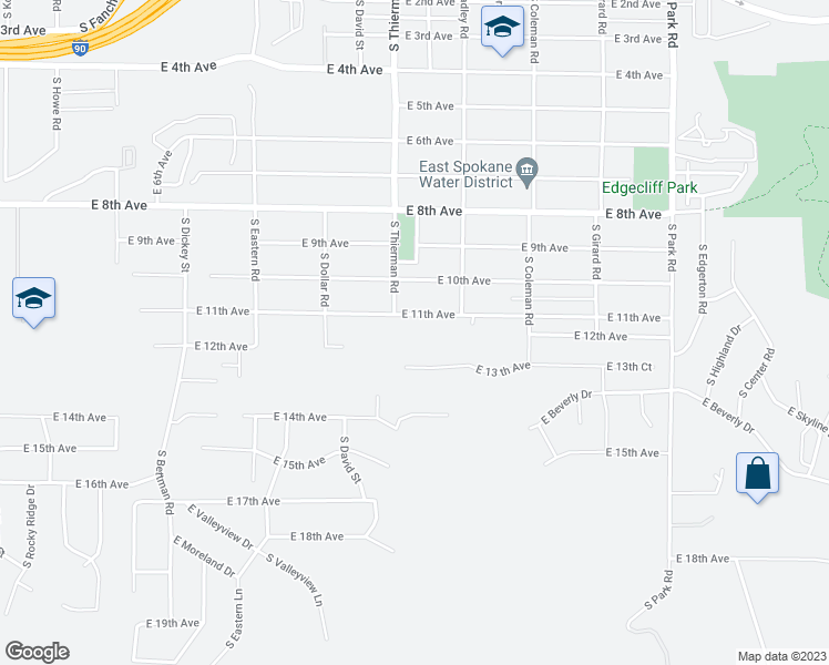 map of restaurants, bars, coffee shops, grocery stores, and more near 6808 East 11th Avenue in Spokane Valley