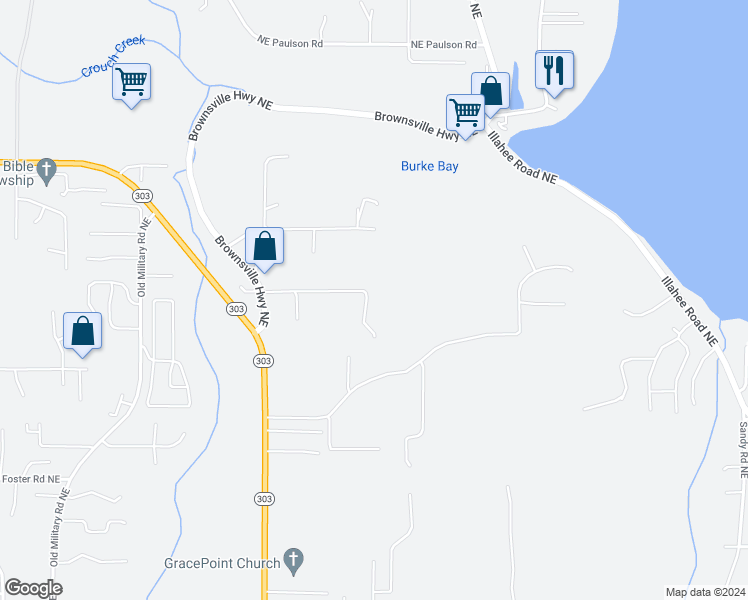 map of restaurants, bars, coffee shops, grocery stores, and more near 1935 Sipes Lane Northeast in Bremerton