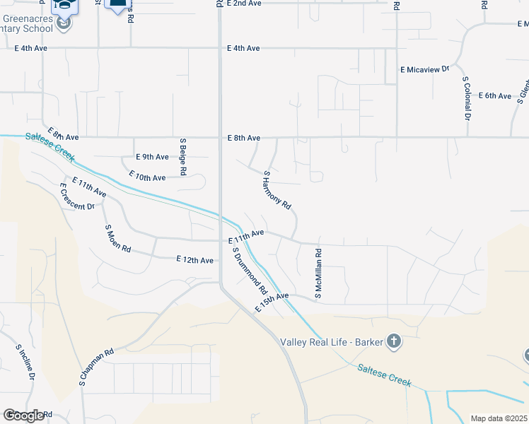 map of restaurants, bars, coffee shops, grocery stores, and more near 1030 South Virgil Court in Spokane County