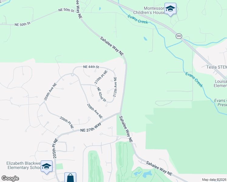 map of restaurants, bars, coffee shops, grocery stores, and more near 4203 212th Avenue Northeast in Sammamish