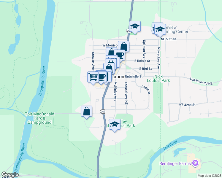map of restaurants, bars, coffee shops, grocery stores, and more near in Carnation