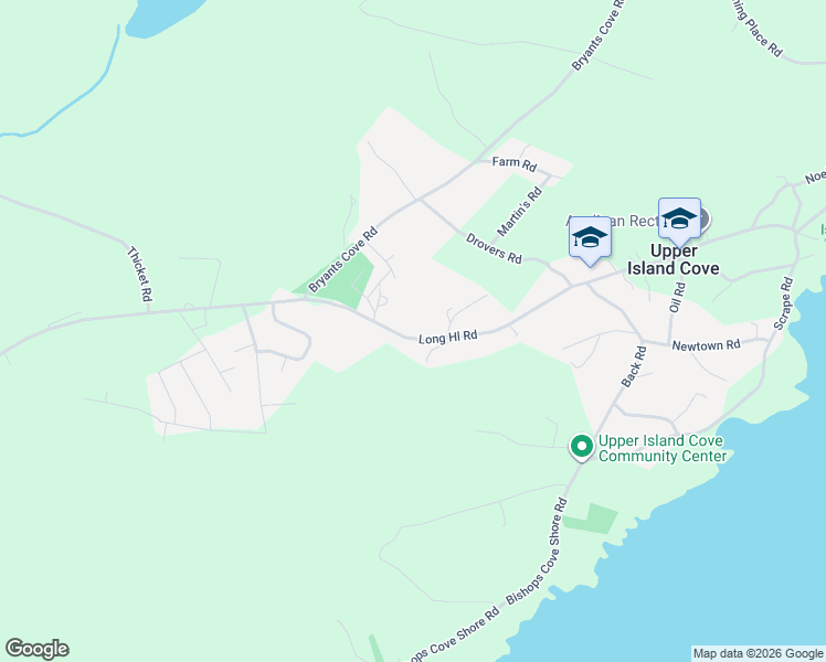map of restaurants, bars, coffee shops, grocery stores, and more near 29 Main Road in Upper Island Cove