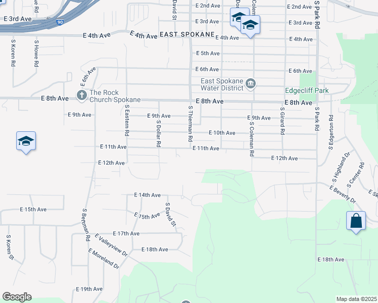 map of restaurants, bars, coffee shops, grocery stores, and more near 6620 East 11th Avenue in Spokane Valley