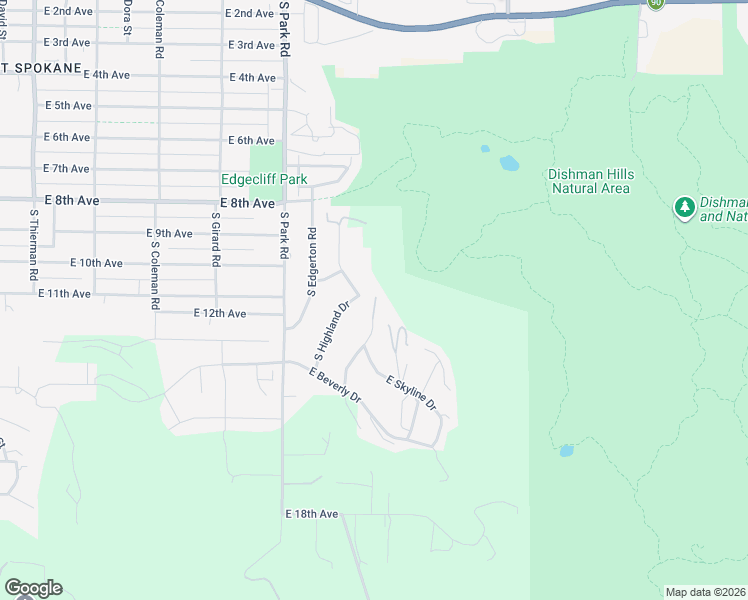 map of restaurants, bars, coffee shops, grocery stores, and more near 1023 South Center Road in Spokane Valley