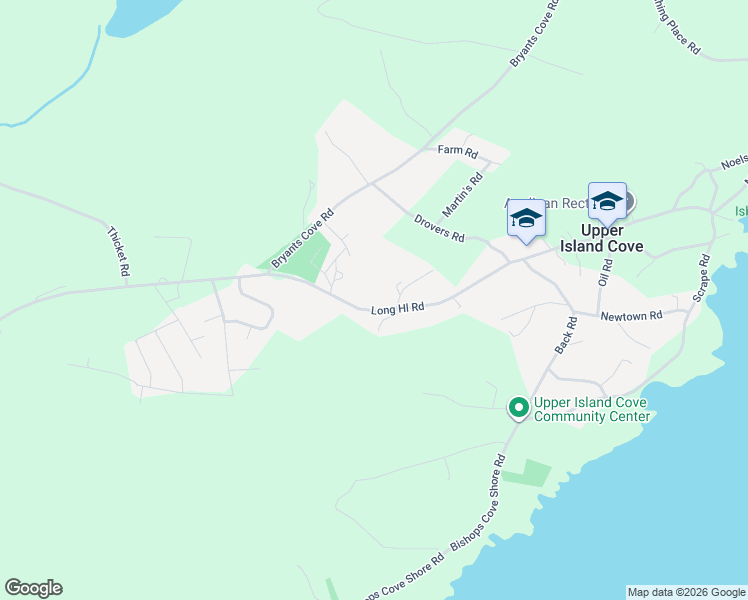 map of restaurants, bars, coffee shops, grocery stores, and more near 29 Main Road in Upper Island Cove