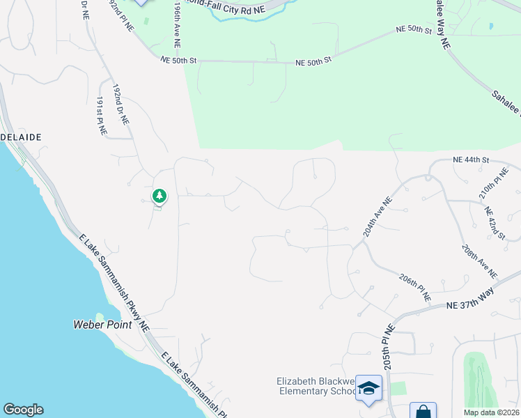 map of restaurants, bars, coffee shops, grocery stores, and more near 20005 Northeast 42nd Street in Sammamish