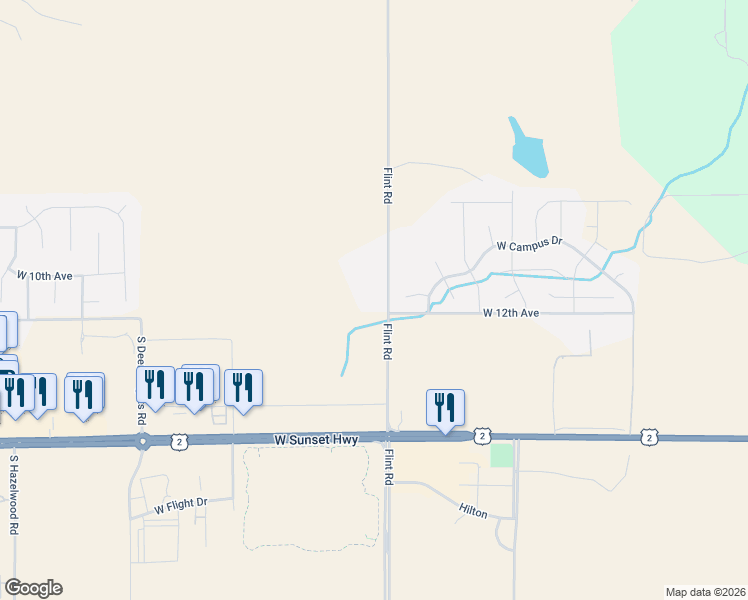 map of restaurants, bars, coffee shops, grocery stores, and more near 914 Flint Road in Spokane