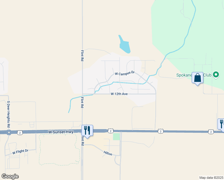 map of restaurants, bars, coffee shops, grocery stores, and more near 8815 West 11th Court in Spokane