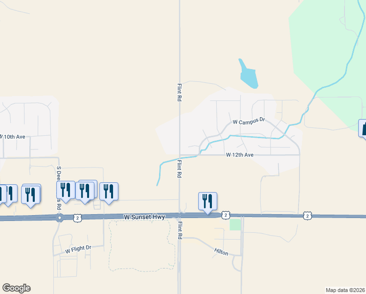 map of restaurants, bars, coffee shops, grocery stores, and more near 914 Flint Road in Spokane