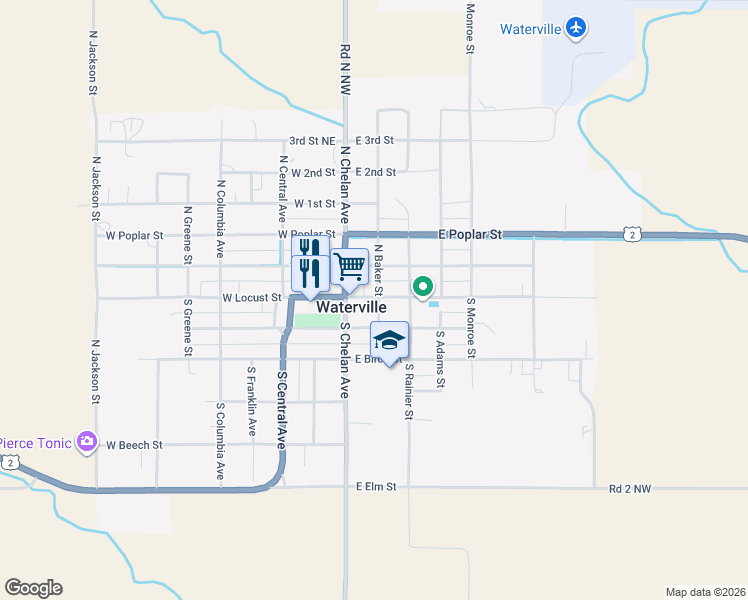 map of restaurants, bars, coffee shops, grocery stores, and more near in Waterville