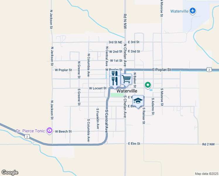 map of restaurants, bars, coffee shops, grocery stores, and more near 201 West Locust Street in East Wenatchee