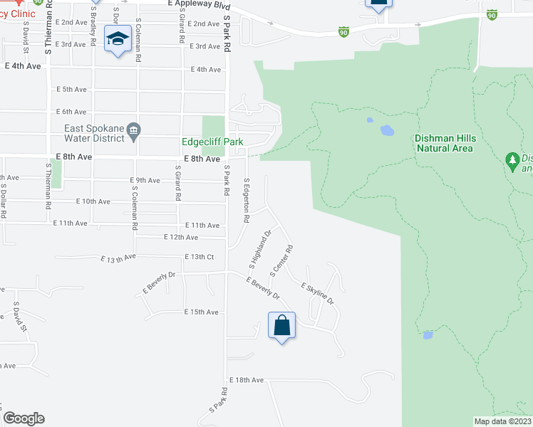 map of restaurants, bars, coffee shops, grocery stores, and more near 7622 East 10th Avenue in Spokane Valley