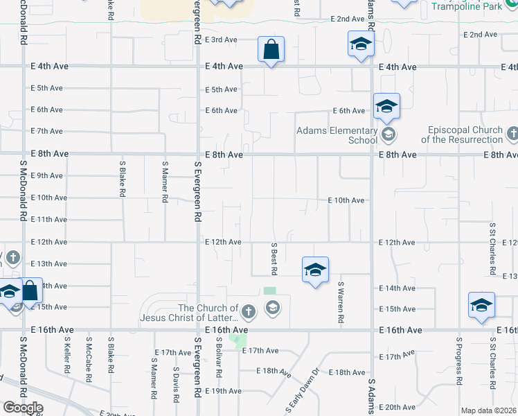map of restaurants, bars, coffee shops, grocery stores, and more near 921 South Bannen Road in Spokane Valley