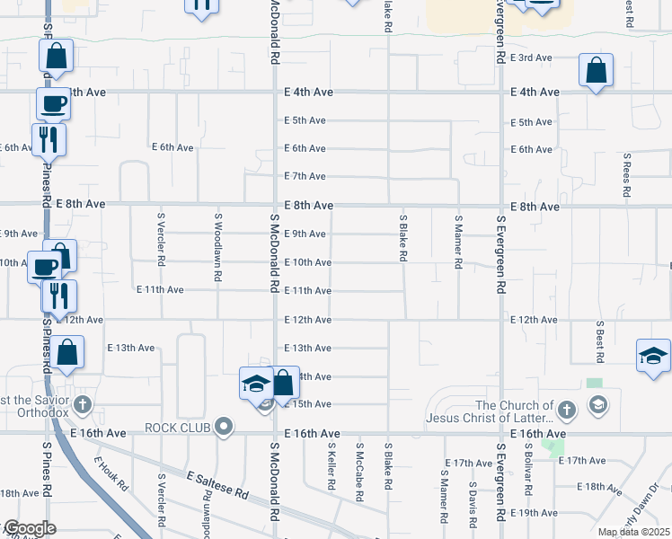 map of restaurants, bars, coffee shops, grocery stores, and more near 13302 East 10th Avenue in Spokane Valley