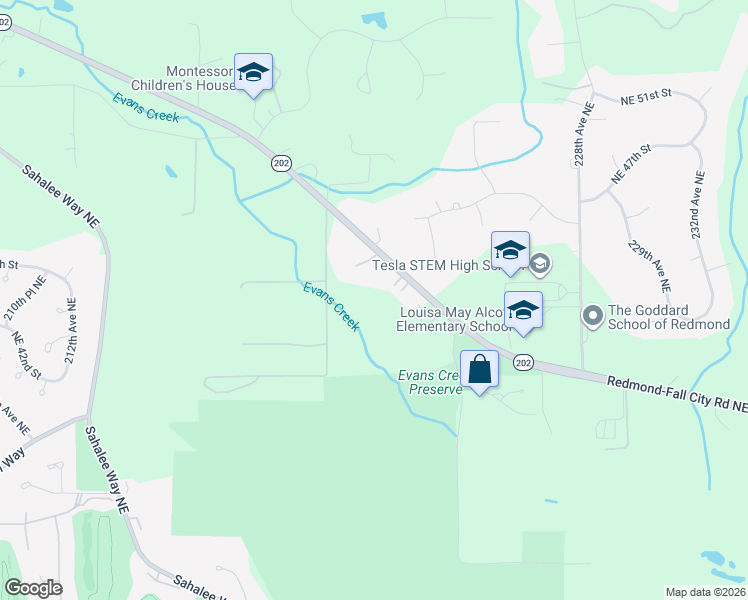 map of restaurants, bars, coffee shops, grocery stores, and more near 22225 Redmond-Fall City Road Northeast in Redmond