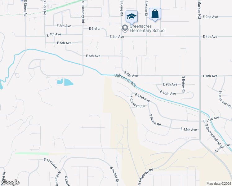 map of restaurants, bars, coffee shops, grocery stores, and more near 17908 East 12th Avenue in Spokane County