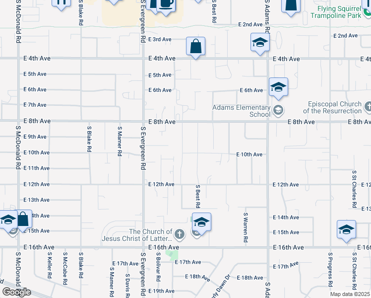 map of restaurants, bars, coffee shops, grocery stores, and more near 921 South Bannen Road in Spokane Valley