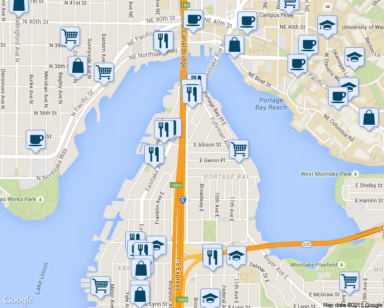 map of restaurants, bars, coffee shops, grocery stores, and more near 2914 Harvard Avenue East in Seattle