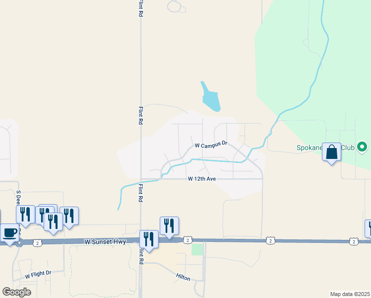 map of restaurants, bars, coffee shops, grocery stores, and more near 922 Eagles Court in Spokane