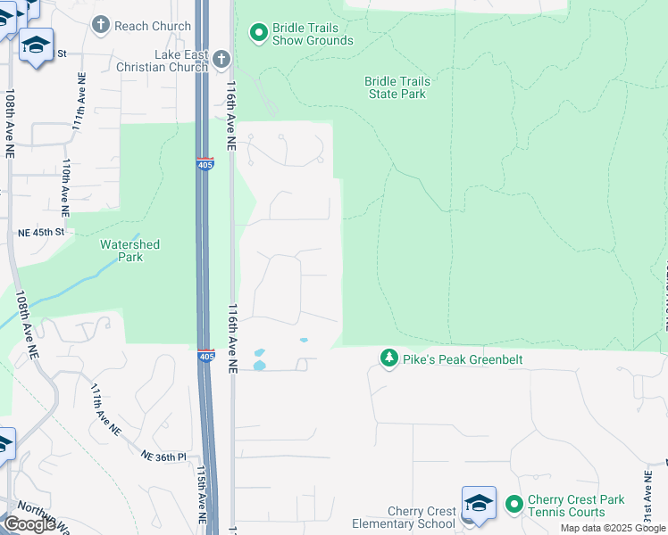 map of restaurants, bars, coffee shops, grocery stores, and more near 4142 118th Avenue Northeast in Kirkland