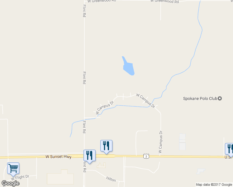 map of restaurants, bars, coffee shops, grocery stores, and more near Eagles Court in Spokane