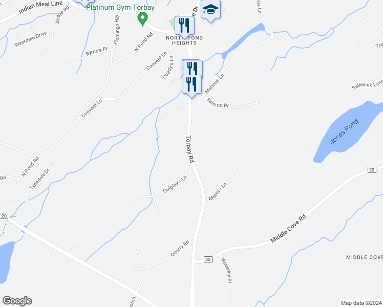 map of restaurants, bars, coffee shops, grocery stores, and more near 1148 Torbay Road in Torbay