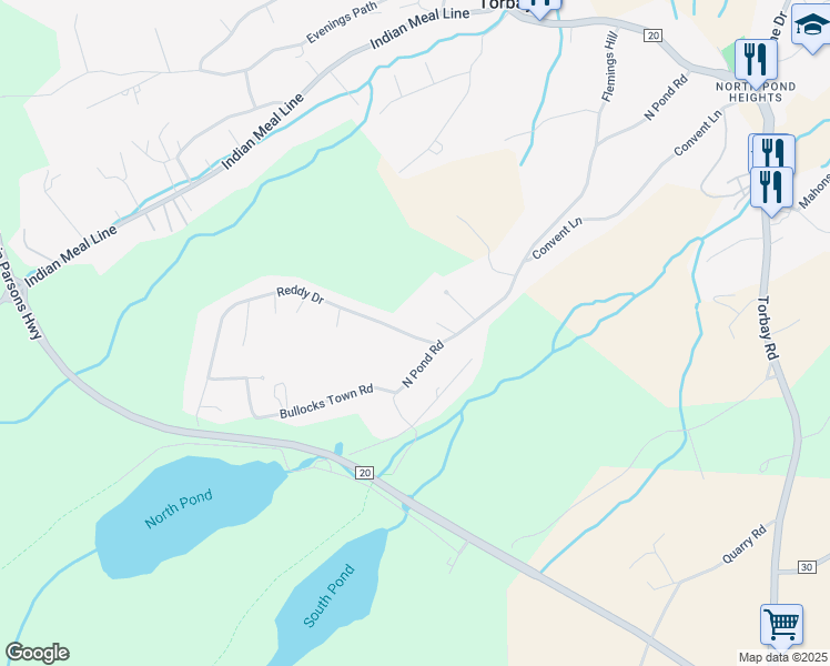 map of restaurants, bars, coffee shops, grocery stores, and more near 10 Reddy Drive in Torbay