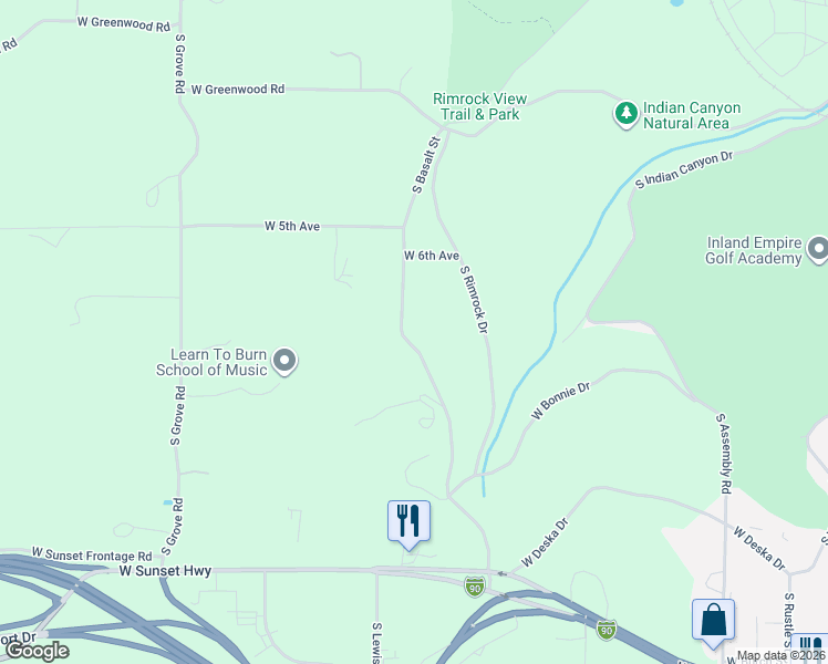 map of restaurants, bars, coffee shops, grocery stores, and more near 727 South Basalt Street in Spokane