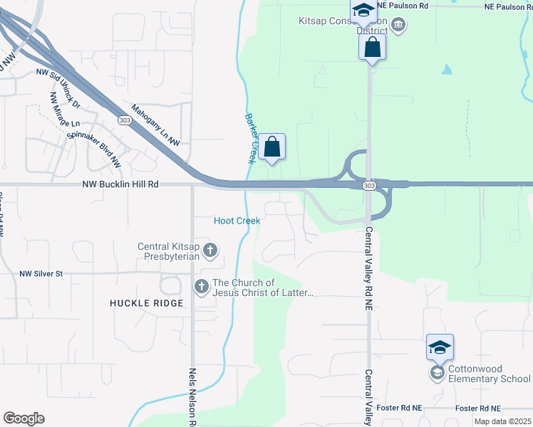 map of restaurants, bars, coffee shops, grocery stores, and more near 558 Northwest Silver Meadow Lane in Bremerton