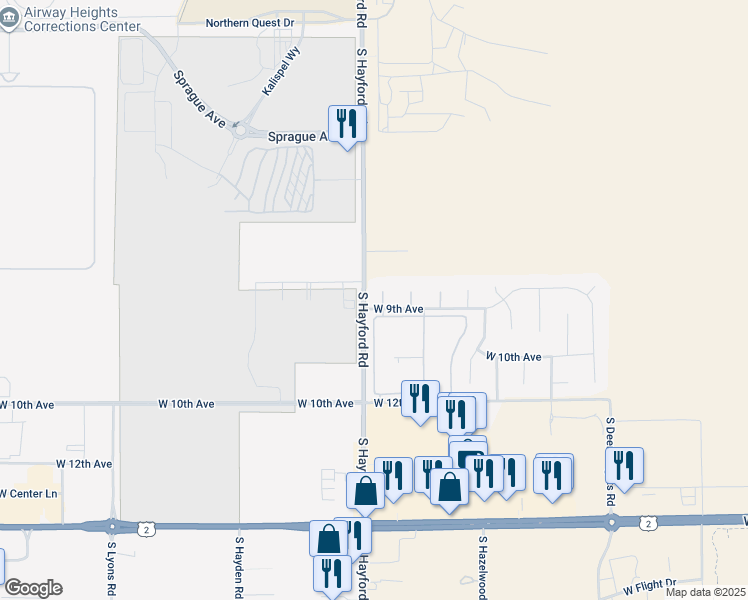 map of restaurants, bars, coffee shops, grocery stores, and more near 822 South Delfino Lane in Spokane