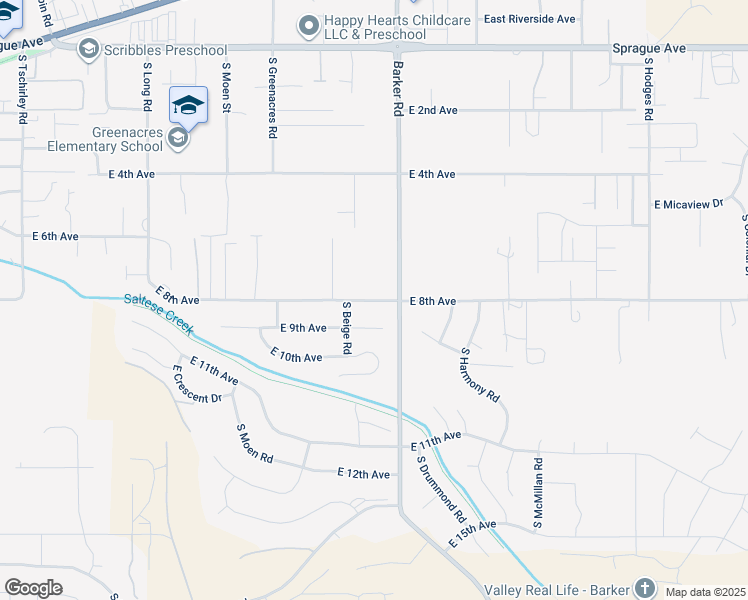 map of restaurants, bars, coffee shops, grocery stores, and more near 18609 East 9th Court in Spokane Valley