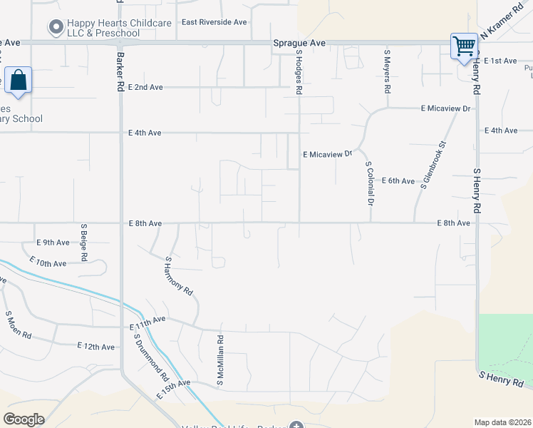 map of restaurants, bars, coffee shops, grocery stores, and more near 19230 E 7th Ave in Spokane Valley