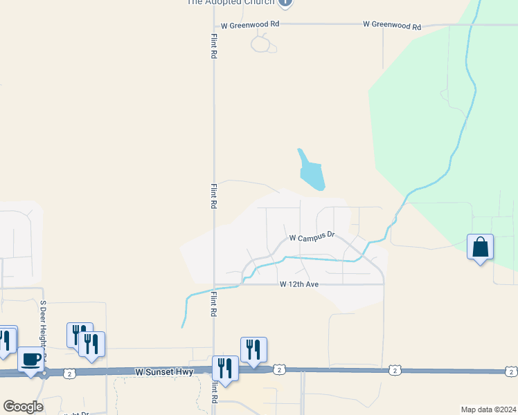 map of restaurants, bars, coffee shops, grocery stores, and more near 8918 West 8th Avenue in Spokane