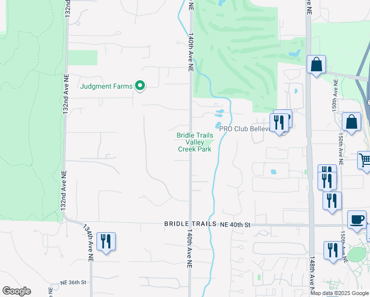 map of restaurants, bars, coffee shops, grocery stores, and more near 4425 140th Avenue Northeast in Bellevue