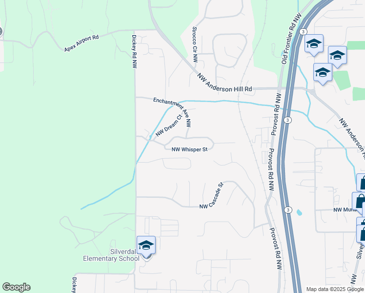 map of restaurants, bars, coffee shops, grocery stores, and more near 5132 Northwest Whisper Street in Silverdale