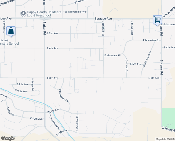 map of restaurants, bars, coffee shops, grocery stores, and more near 19230 E 7th Ave in Spokane Valley