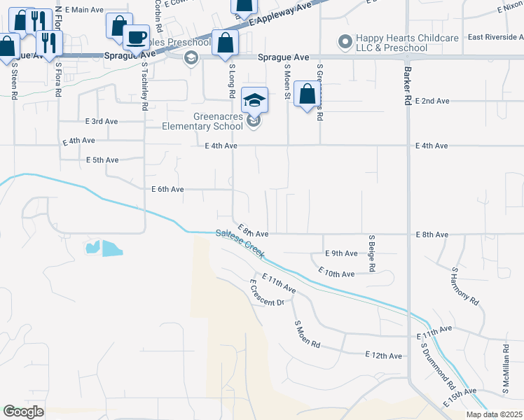 map of restaurants, bars, coffee shops, grocery stores, and more near 704 South Selkirk Street in Spokane Valley