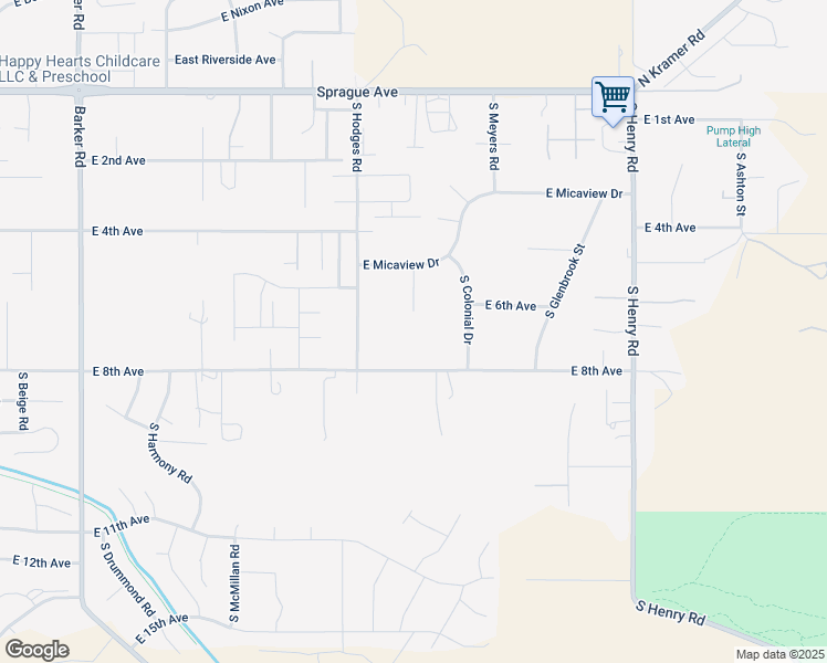 map of restaurants, bars, coffee shops, grocery stores, and more near 615 South Cavalier Court in Spokane County