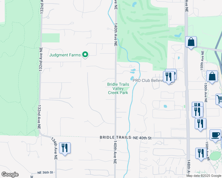 map of restaurants, bars, coffee shops, grocery stores, and more near 4425 140th Avenue Northeast in Bellevue