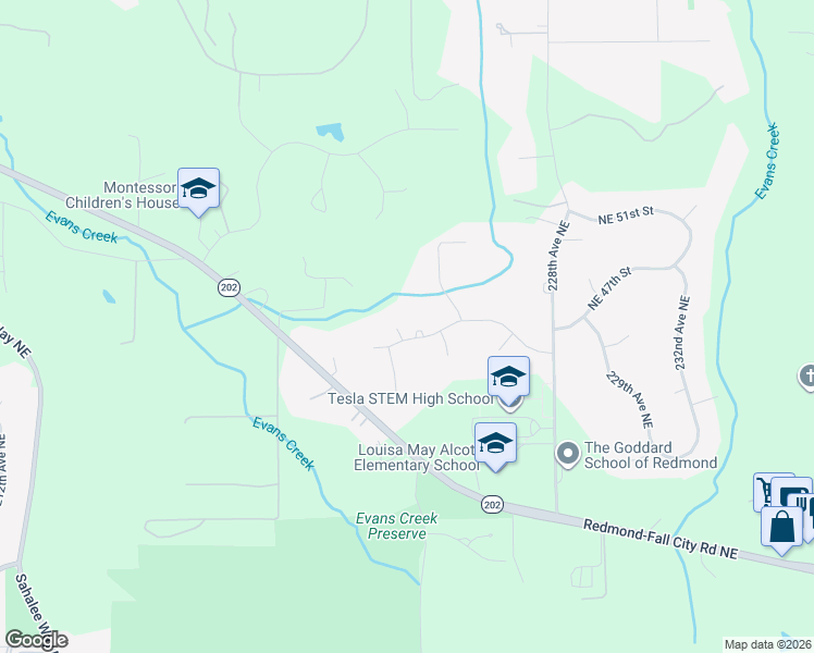 map of restaurants, bars, coffee shops, grocery stores, and more near 4608 224th Court Northeast in Redmond