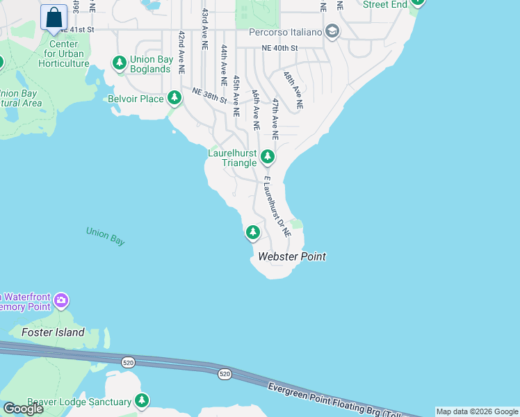 map of restaurants, bars, coffee shops, grocery stores, and more near 3137 West Laurelhurst Drive Northeast in Seattle