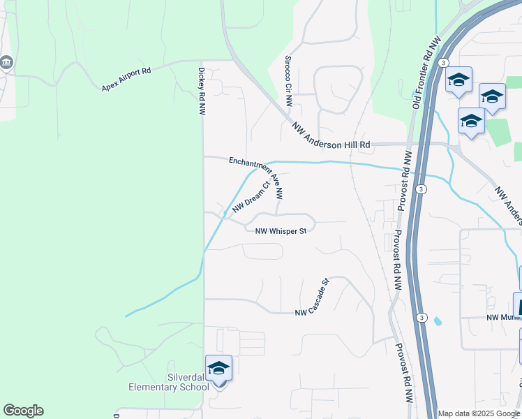 map of restaurants, bars, coffee shops, grocery stores, and more near 5132 Northwest Whisper Street in Silverdale