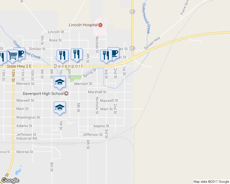 map of restaurants, bars, coffee shops, grocery stores, and more near 202 Marshall Street in Davenport