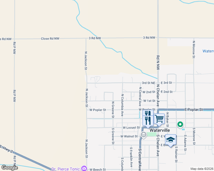 map of restaurants, bars, coffee shops, grocery stores, and more near 515 North Warren Street in Waterville